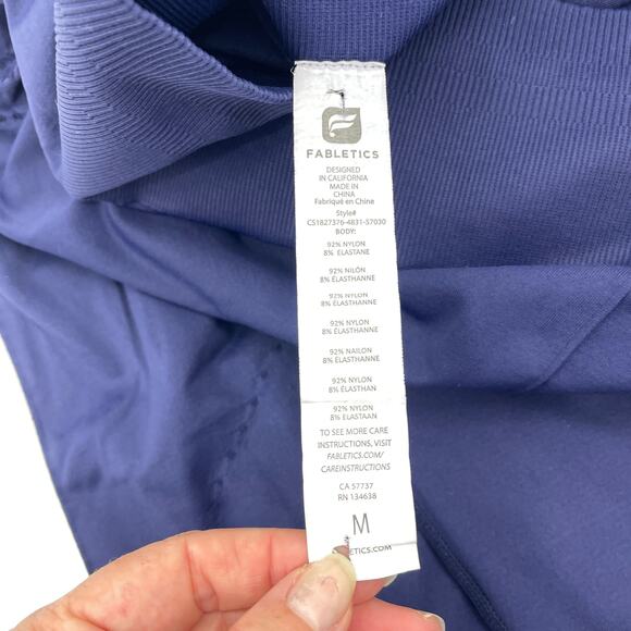 FABLETICS High Waisted Seamless Dot Leggings Size M Blue Cropped Workout Pant - Picture 3 of 6